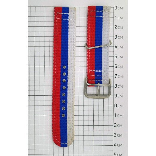 Ремень тканевый бело-синий-красный